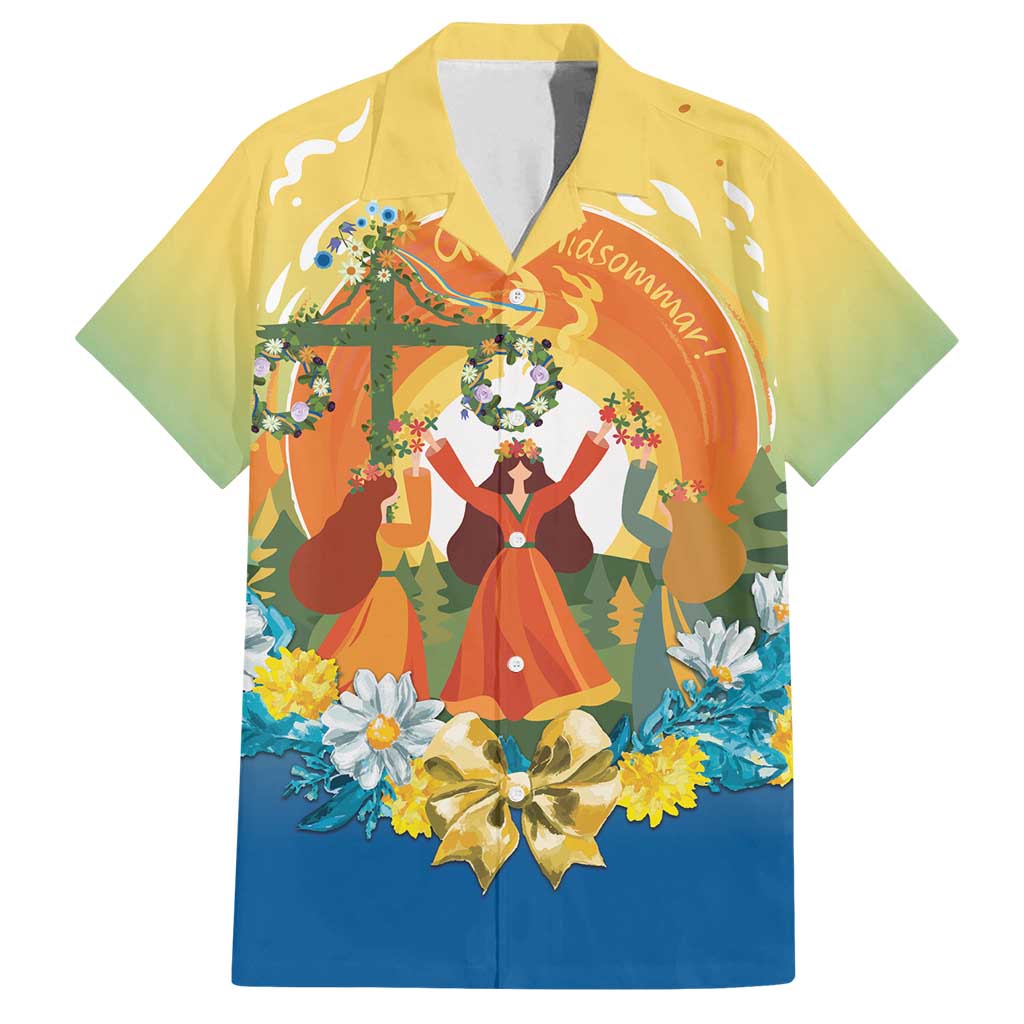 Sverige Glad Midsommar Family Matching Summer Maxi Dress and Hawaiian Shirt Majstang Dancing