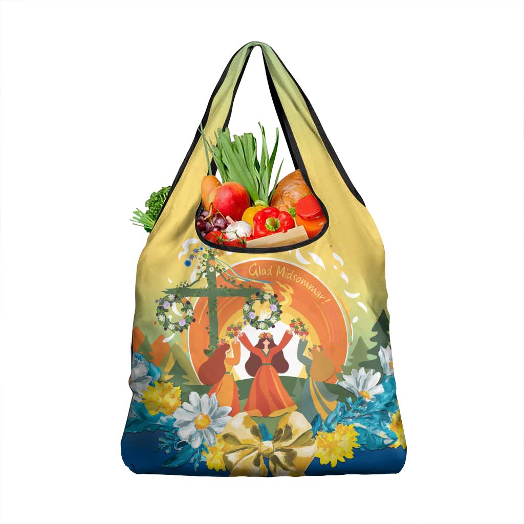 Sverige Glad Midsommar Grocery Bag Majstang Dancing