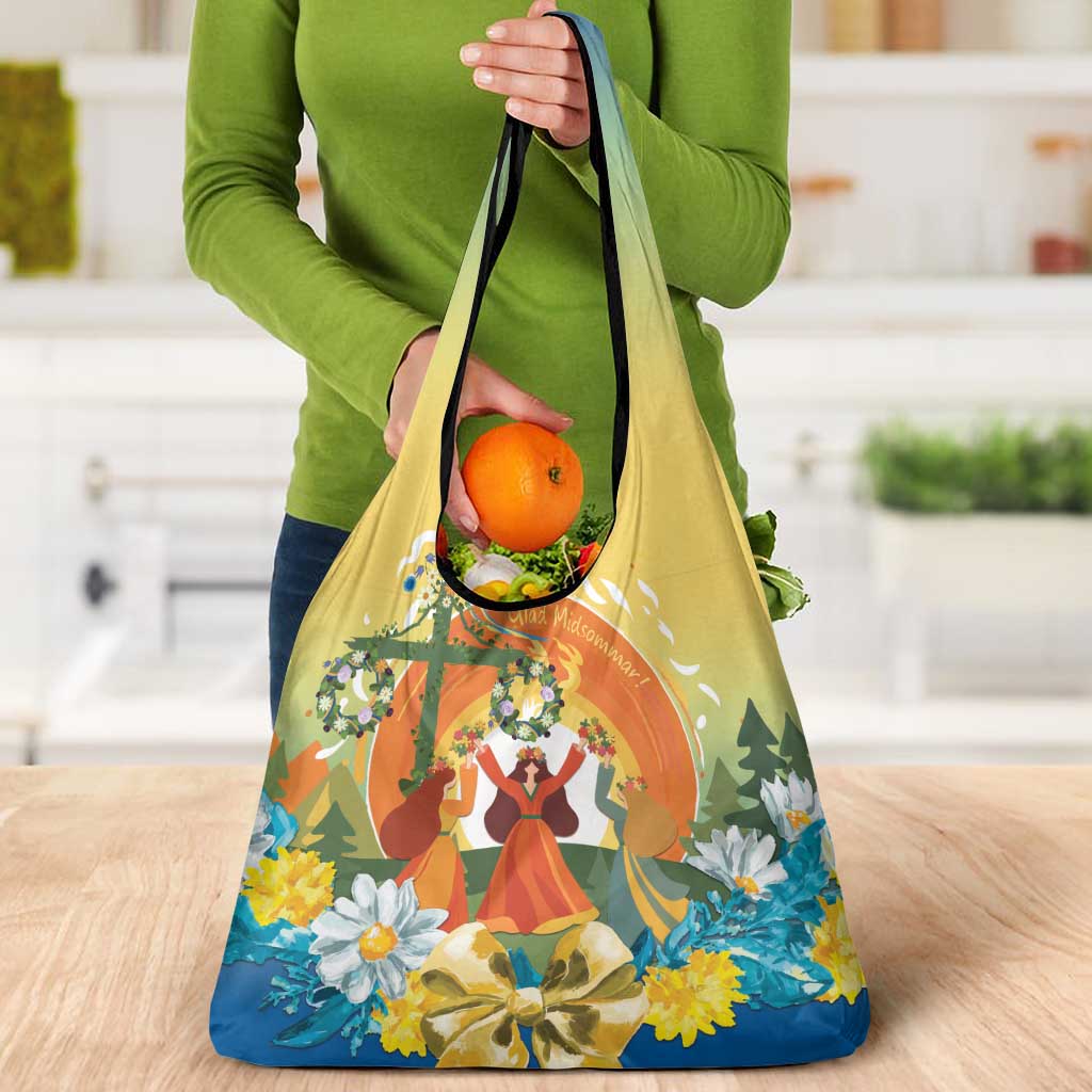 Sverige Glad Midsommar Grocery Bag Majstang Dancing