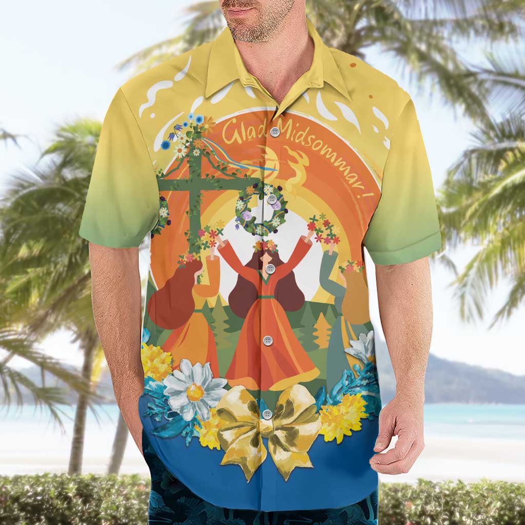 Sverige Glad Midsommar Hawaiian Shirt Majstang Dancing