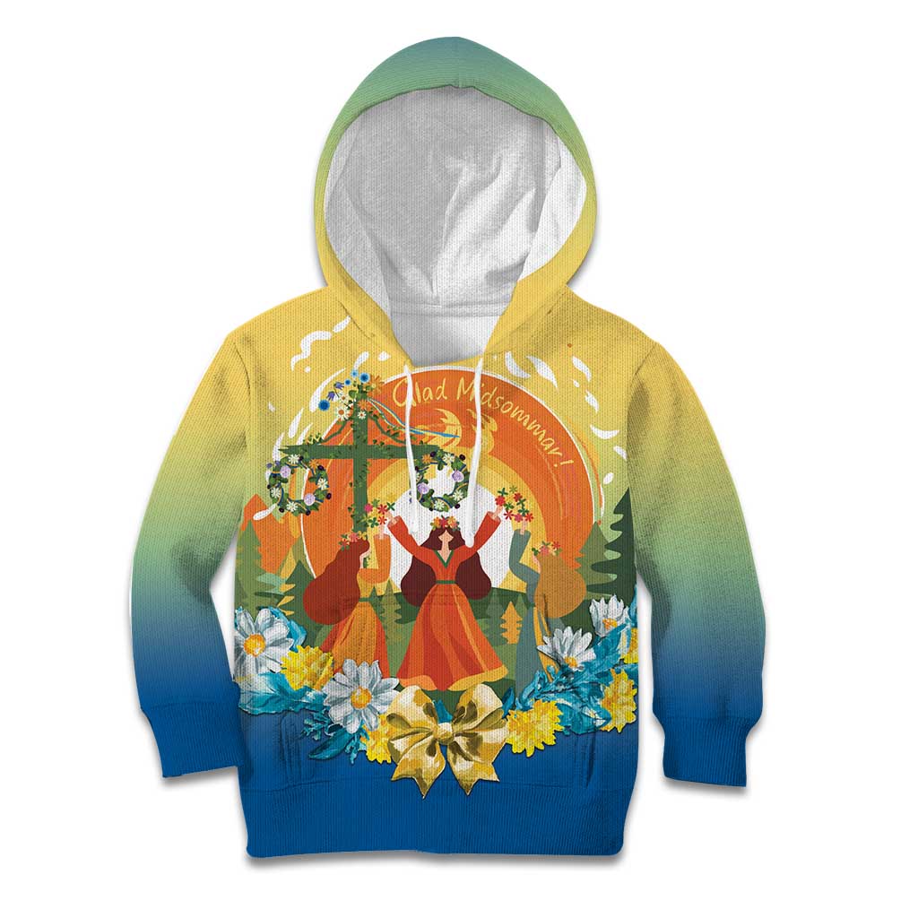 Sverige Glad Midsommar Kid Hoodie Majstang Dancing