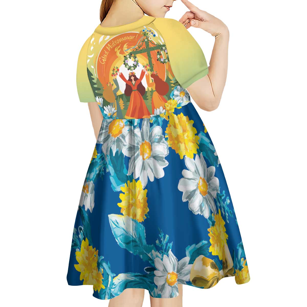 Sverige Glad Midsommar Kid Short Sleeve Dress Majstang Dancing