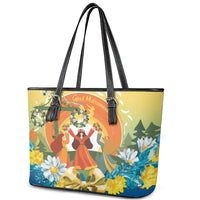 Sverige Glad Midsommar Leather Tote Bag Majstang Dancing