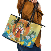 Sverige Glad Midsommar Leather Tote Bag Majstang Dancing