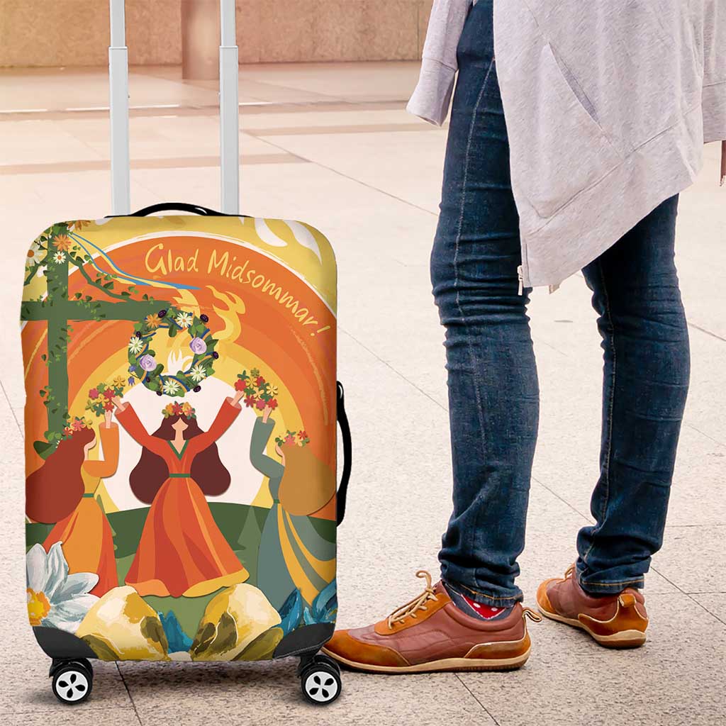 Sverige Glad Midsommar Luggage Cover Majstang Dancing