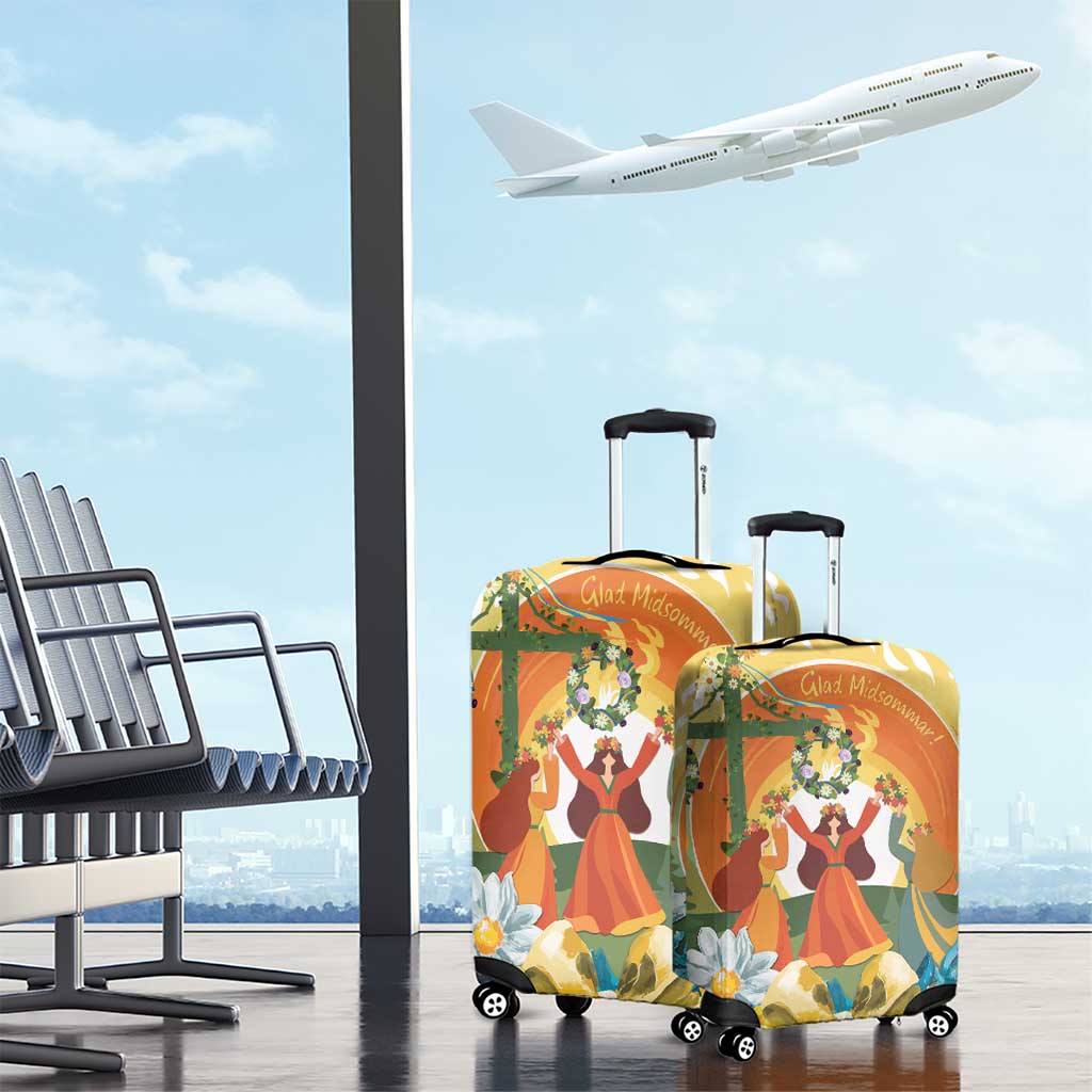 Sverige Glad Midsommar Luggage Cover Majstang Dancing