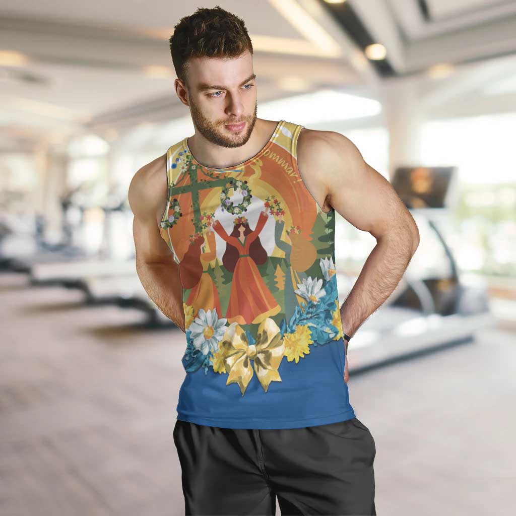 Sverige Glad Midsommar Men Tank Top Majstang Dancing