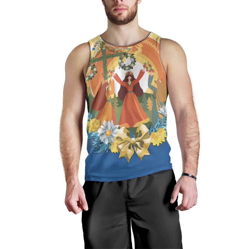 Sverige Glad Midsommar Men Tank Top Majstang Dancing