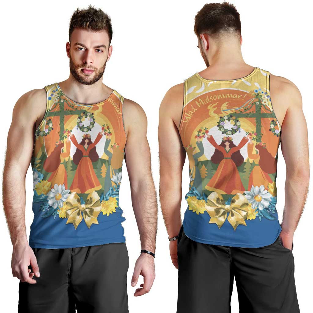 Sverige Glad Midsommar Men Tank Top Majstang Dancing