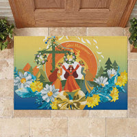 Sverige Glad Midsommar Rubber Doormat Majstang Dancing