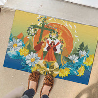 Sverige Glad Midsommar Rubber Doormat Majstang Dancing