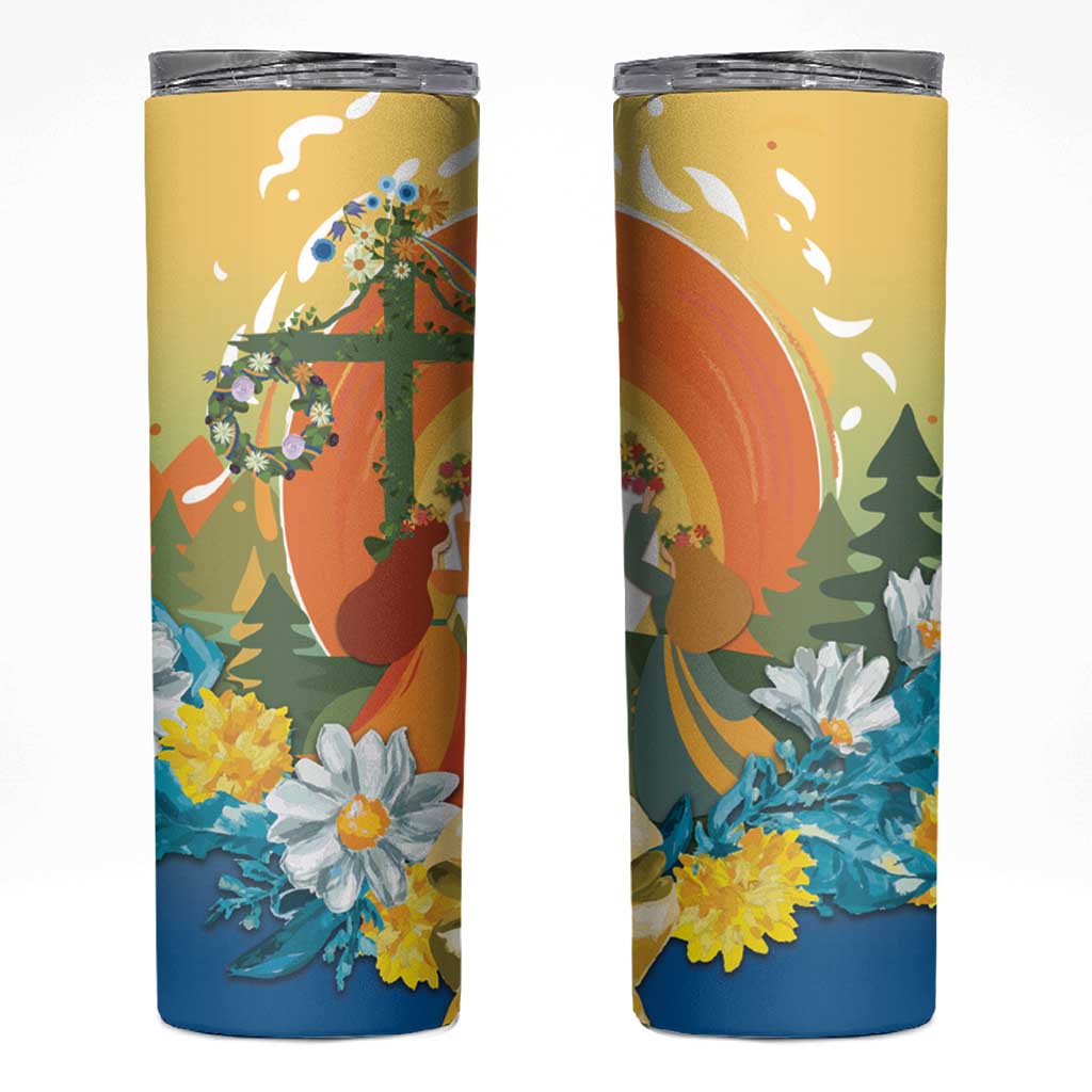 Sverige Glad Midsommar Skinny Tumbler Majstang Dancing