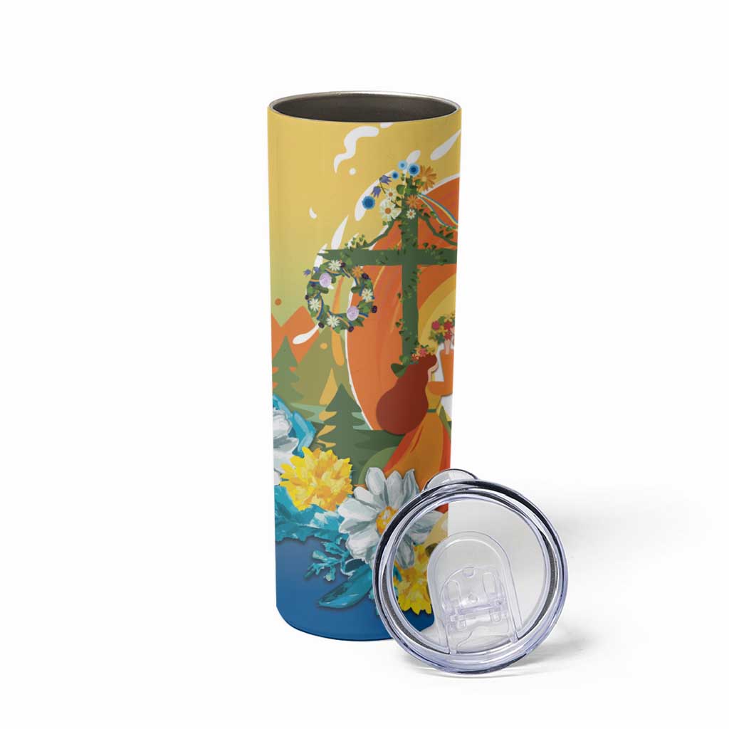 Sverige Glad Midsommar Skinny Tumbler Majstang Dancing