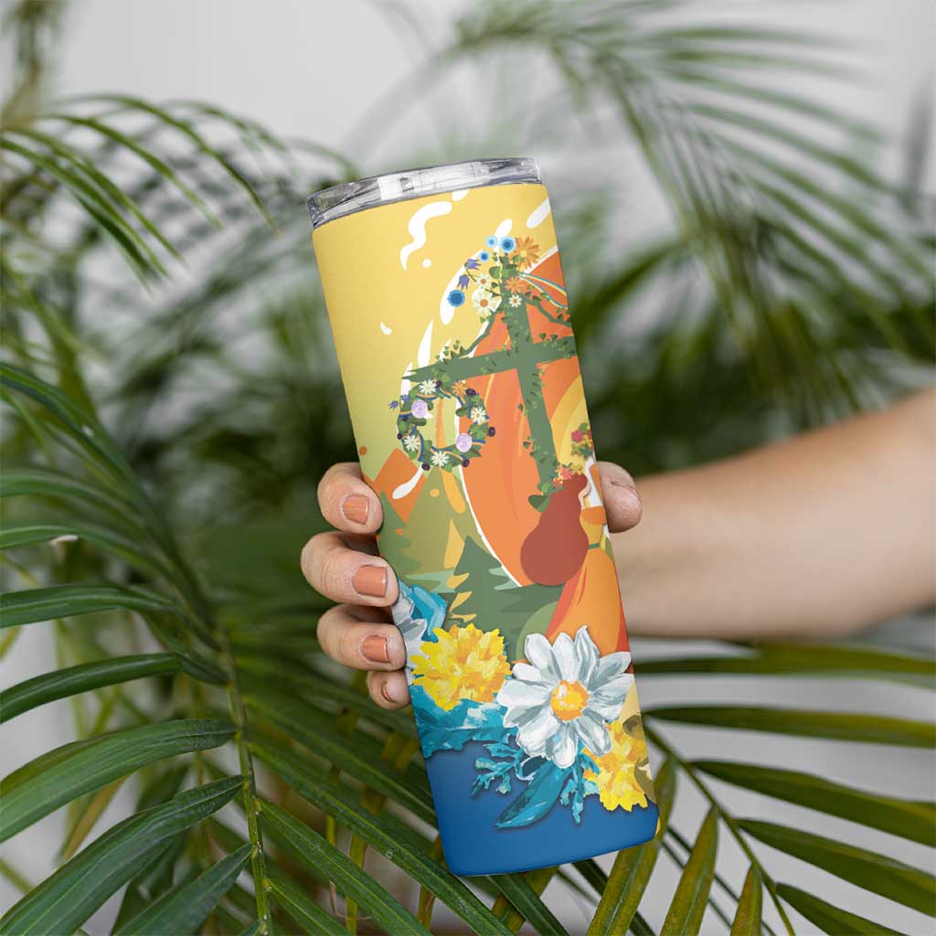 Sverige Glad Midsommar Skinny Tumbler Majstang Dancing