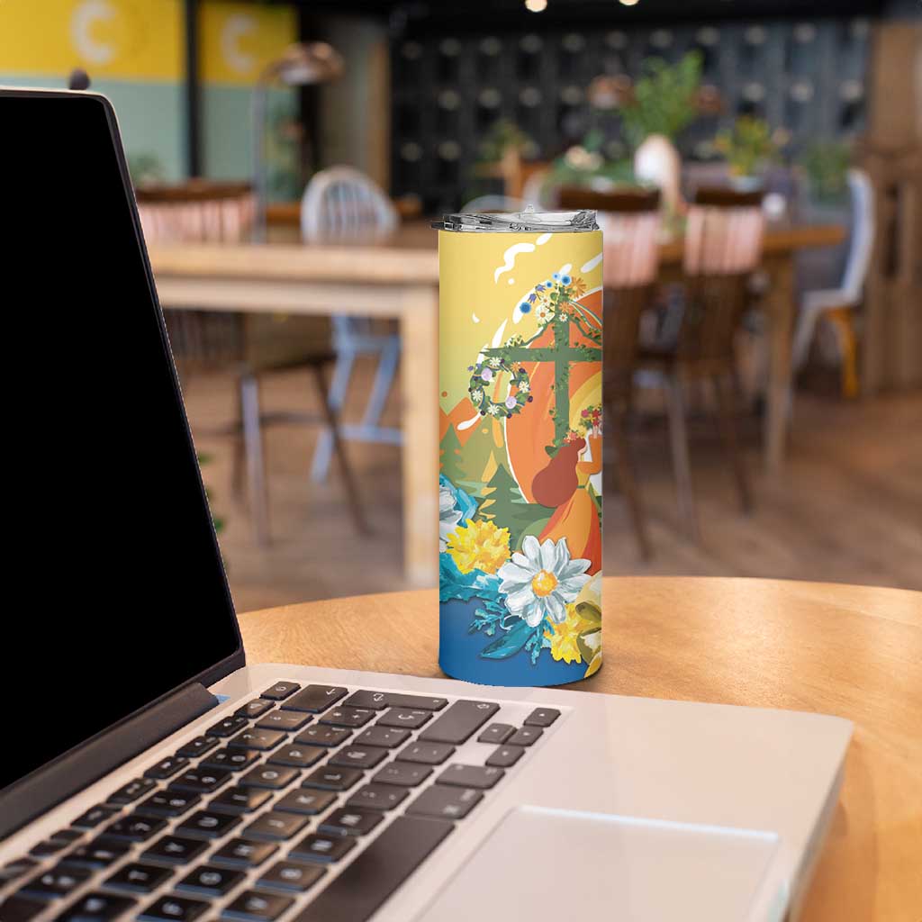 Sverige Glad Midsommar Skinny Tumbler Majstang Dancing