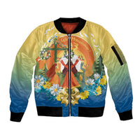 Sverige Glad Midsommar Sleeve Zip Bomber Jacket Majstang Dancing