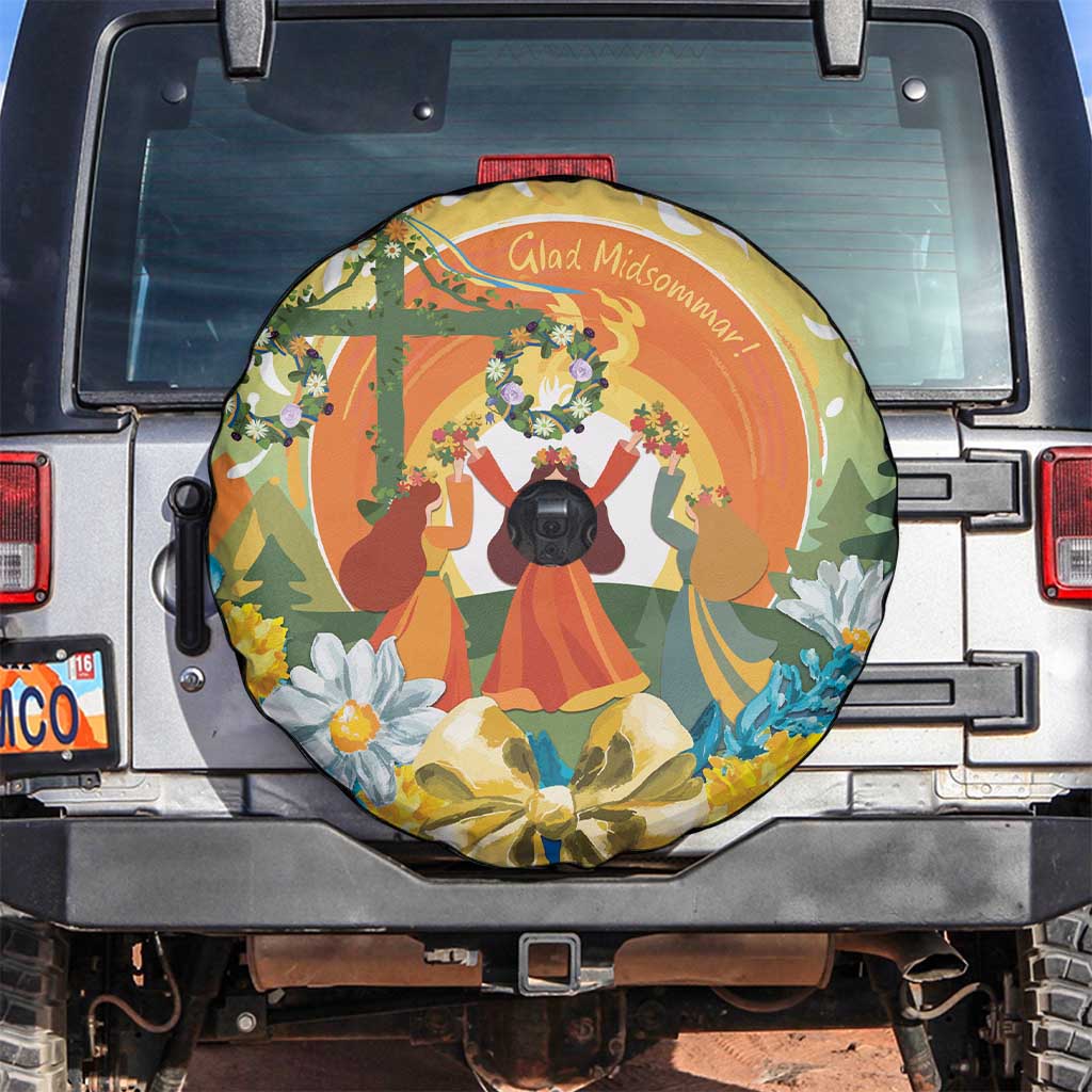 Sverige Glad Midsommar Spare Tire Cover Majstang Dancing