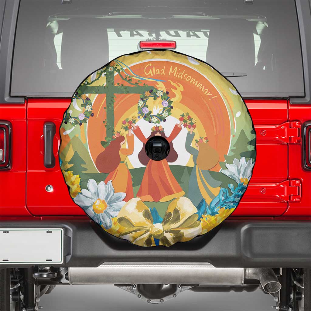 Sverige Glad Midsommar Spare Tire Cover Majstang Dancing