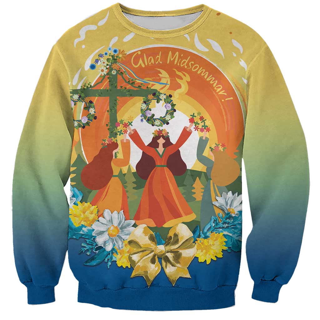 Sverige Glad Midsommar Sweatshirt Majstang Dancing