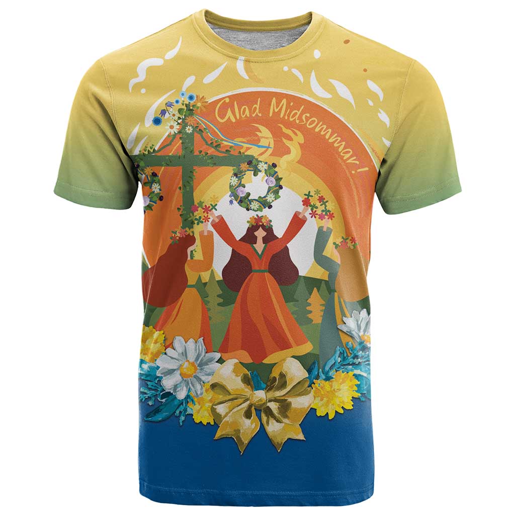 Sverige Glad Midsommar T Shirt Majstang Dancing