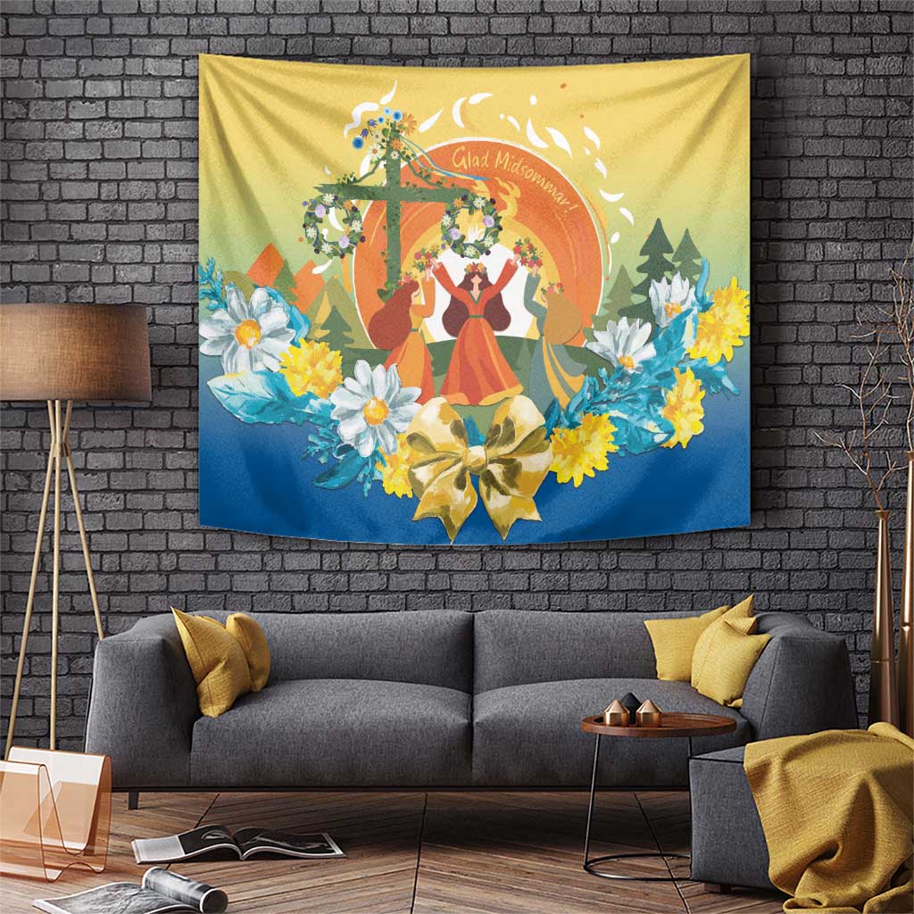 Sverige Glad Midsommar Tapestry Majstang Dancing