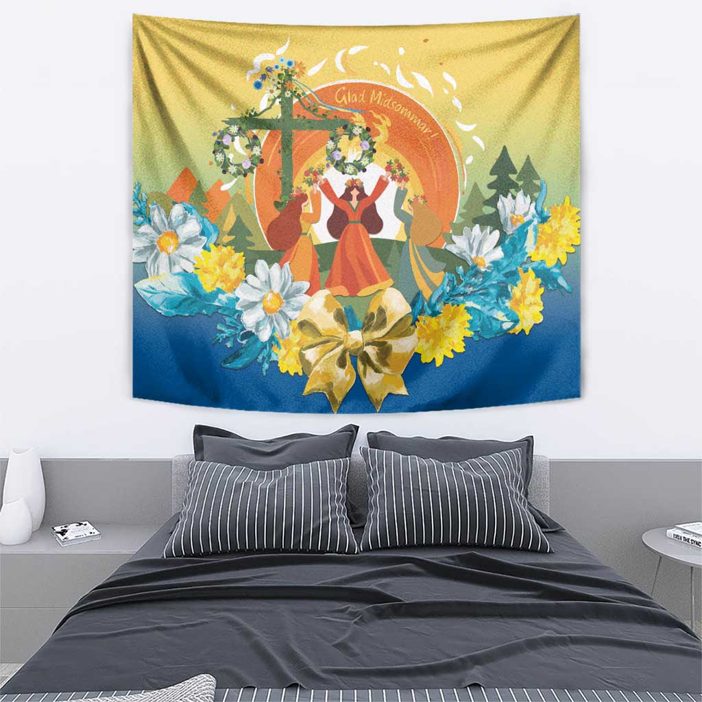 Sverige Glad Midsommar Tapestry Majstang Dancing