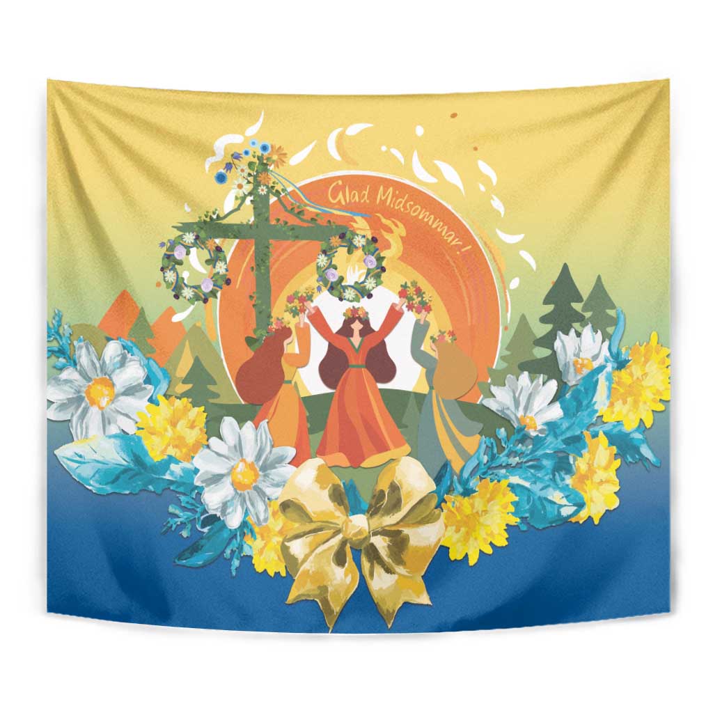 Sverige Glad Midsommar Tapestry Majstang Dancing