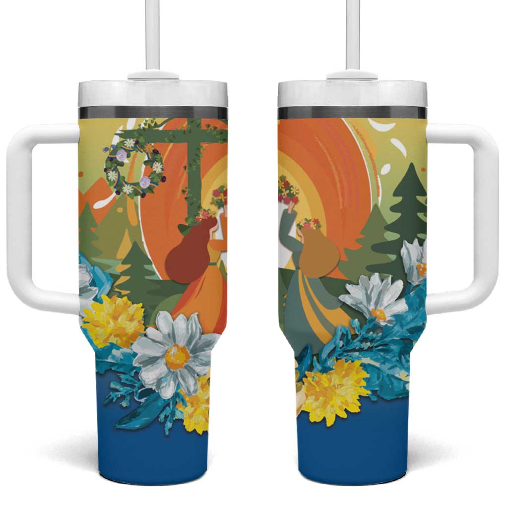 Sverige Glad Midsommar Tumbler With Handle Majstang Dancing