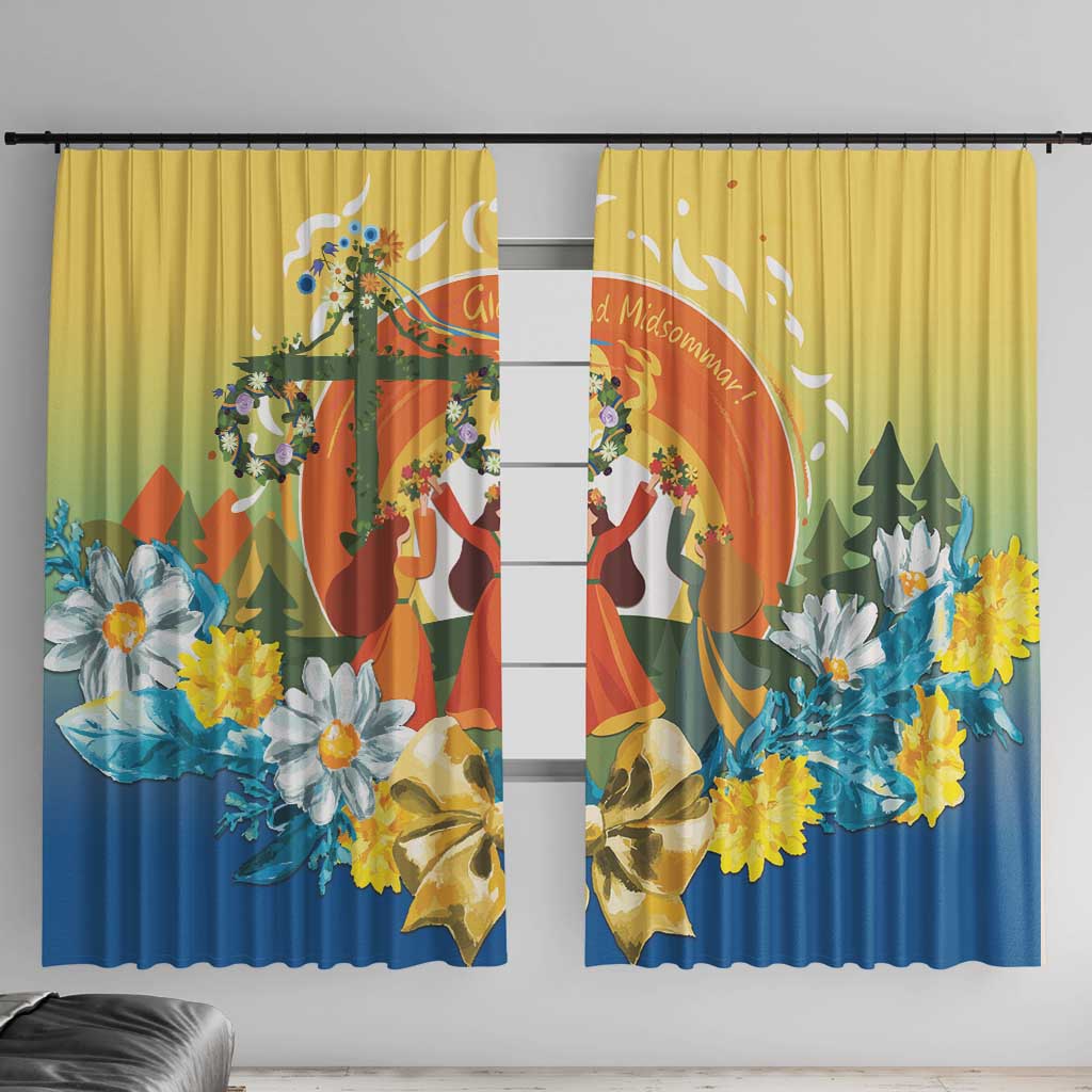 Sverige Glad Midsommar Window Curtain Majstang Dancing