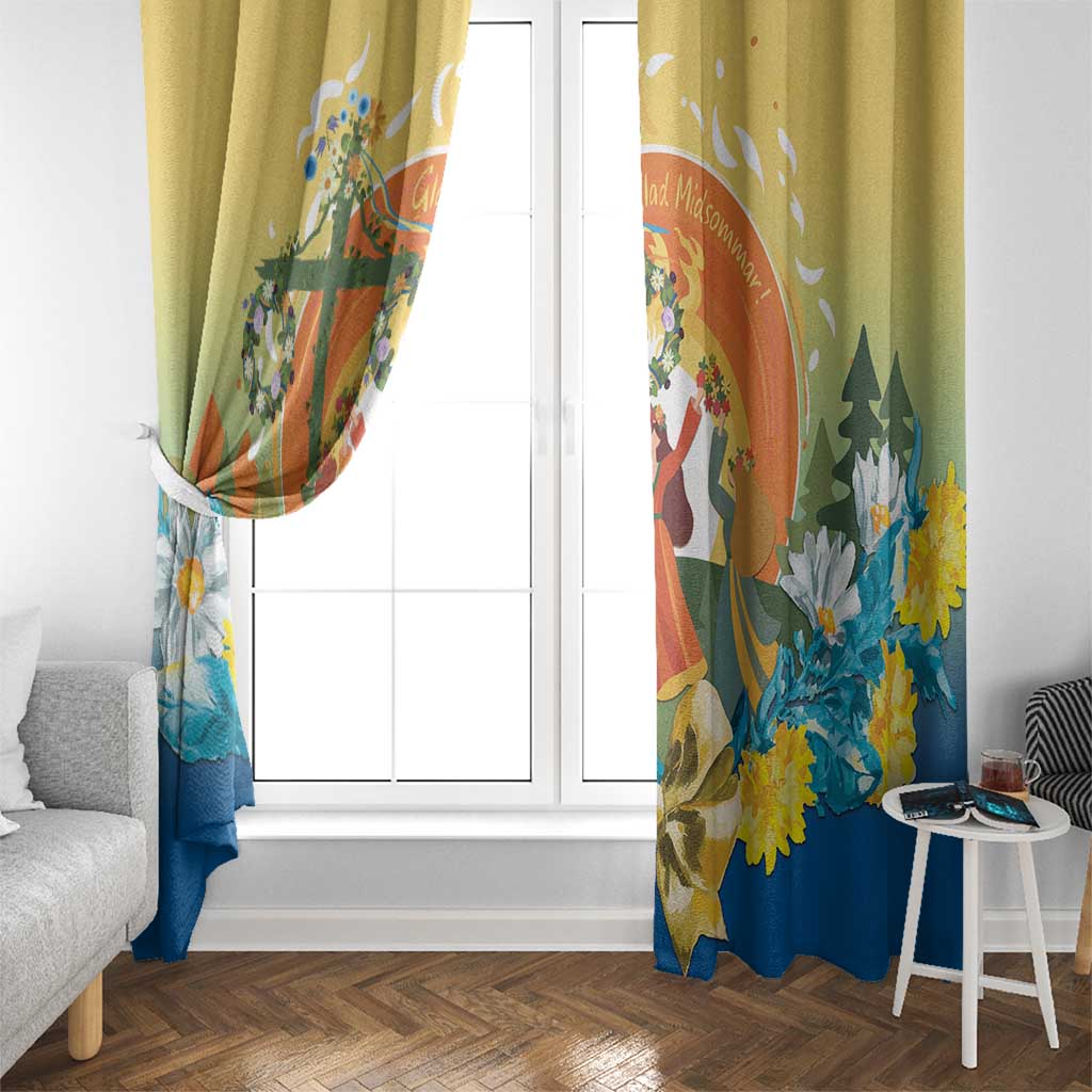 Sverige Glad Midsommar Window Curtain Majstang Dancing