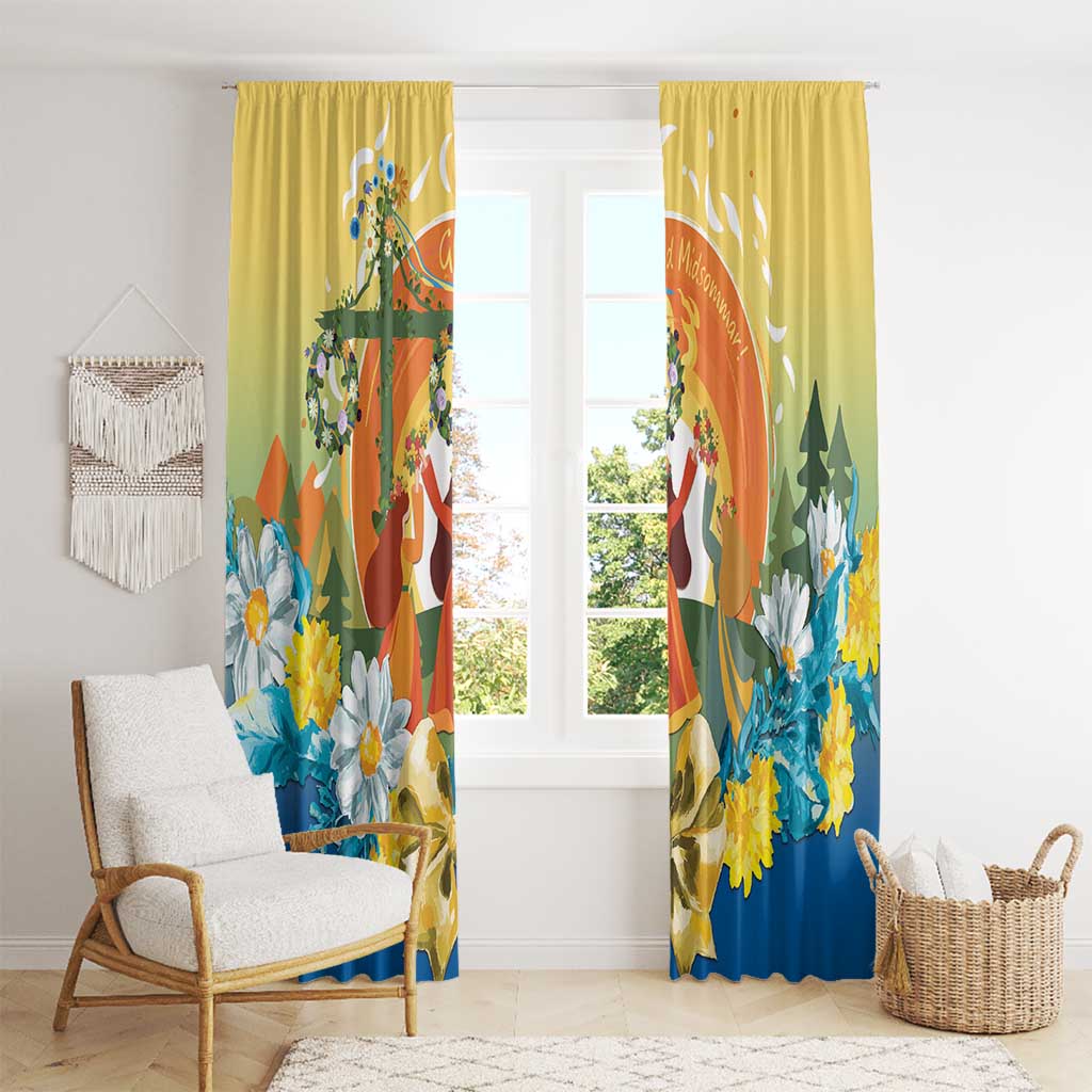 Sverige Glad Midsommar Window Curtain Majstang Dancing