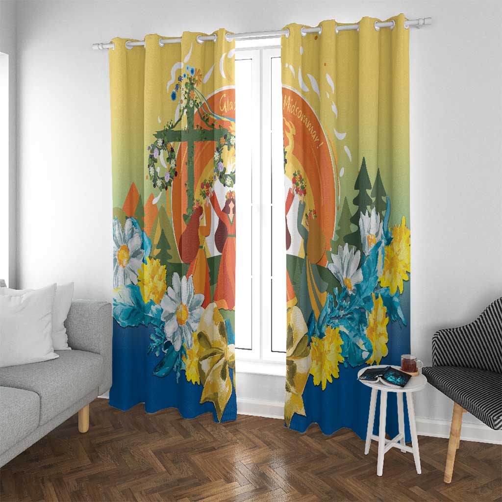 Sverige Glad Midsommar Window Curtain Majstang Dancing