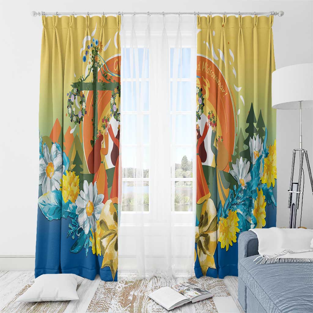 Sverige Glad Midsommar Window Curtain Majstang Dancing