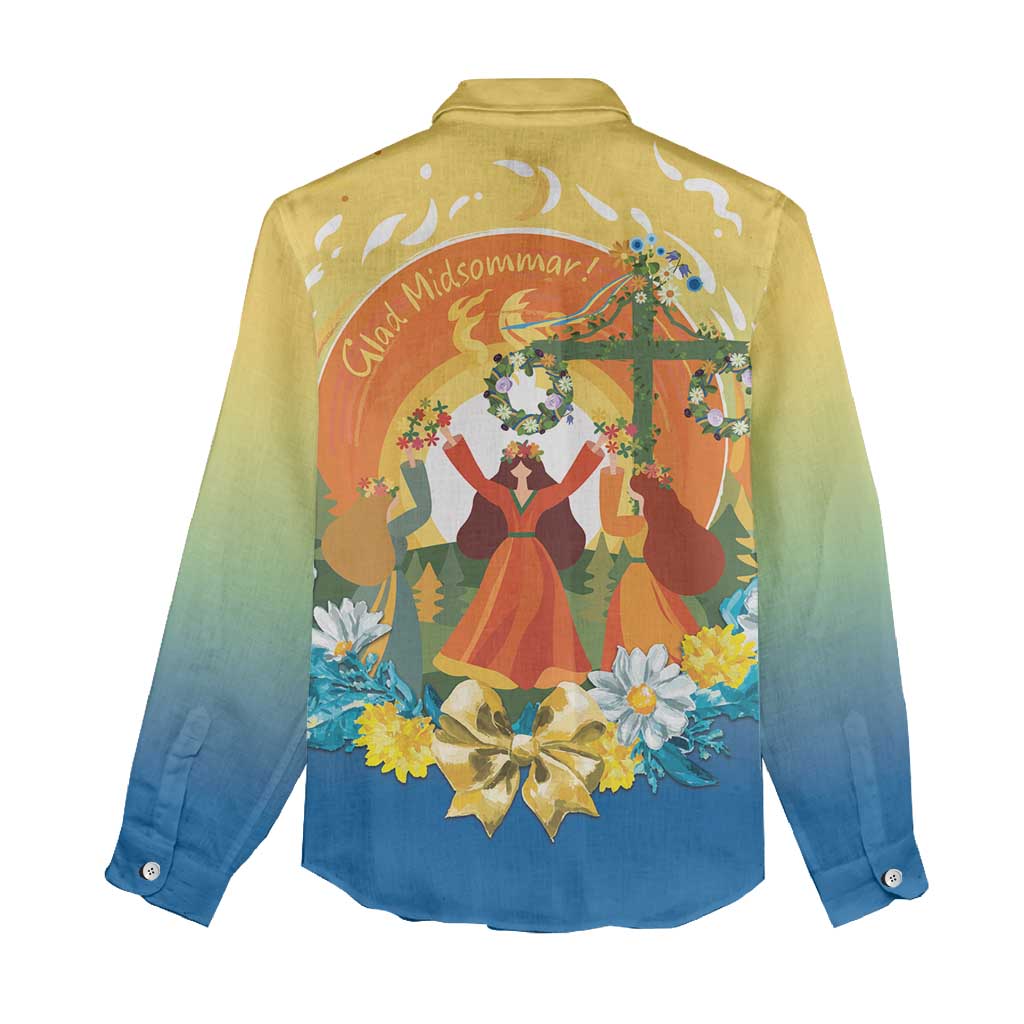 Sverige Glad Midsommar Women Casual Shirt Majstang Dancing