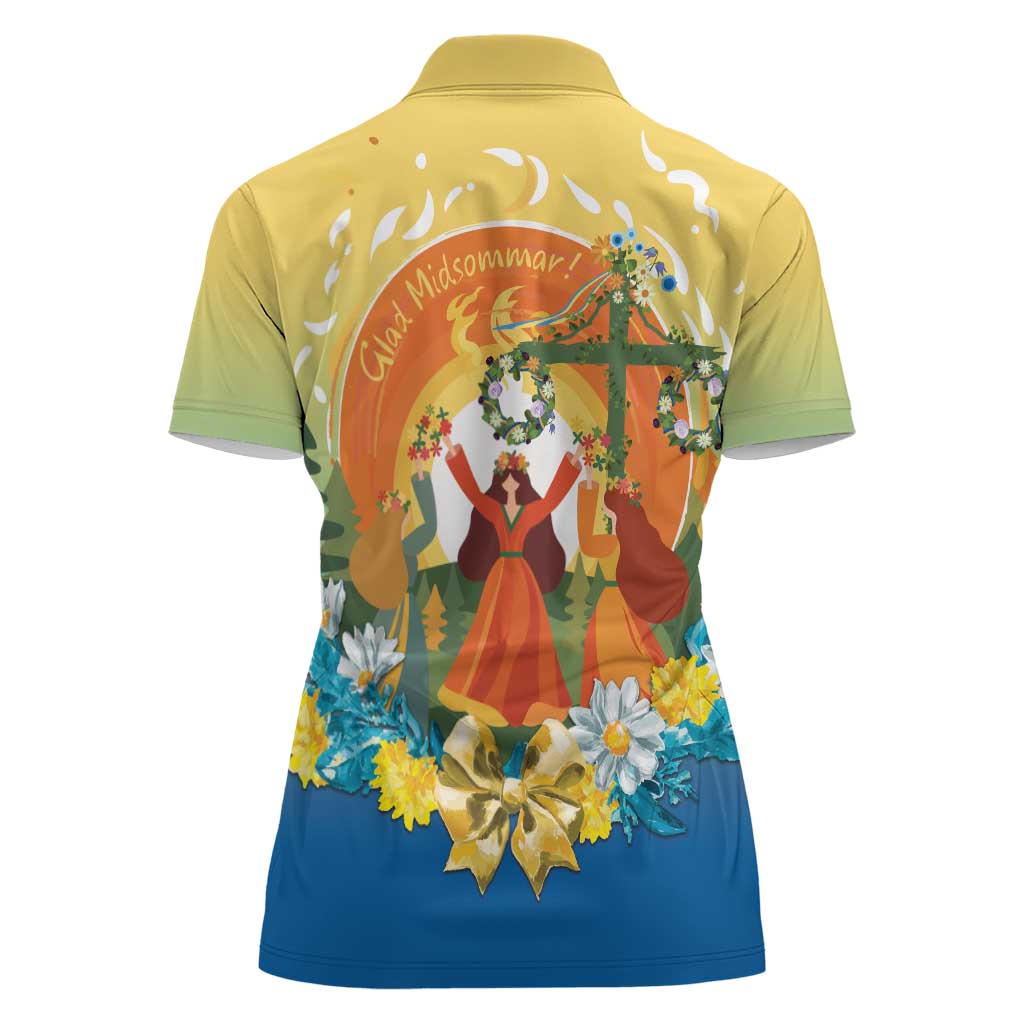 Sverige Glad Midsommar Women Polo Shirt Majstang Dancing