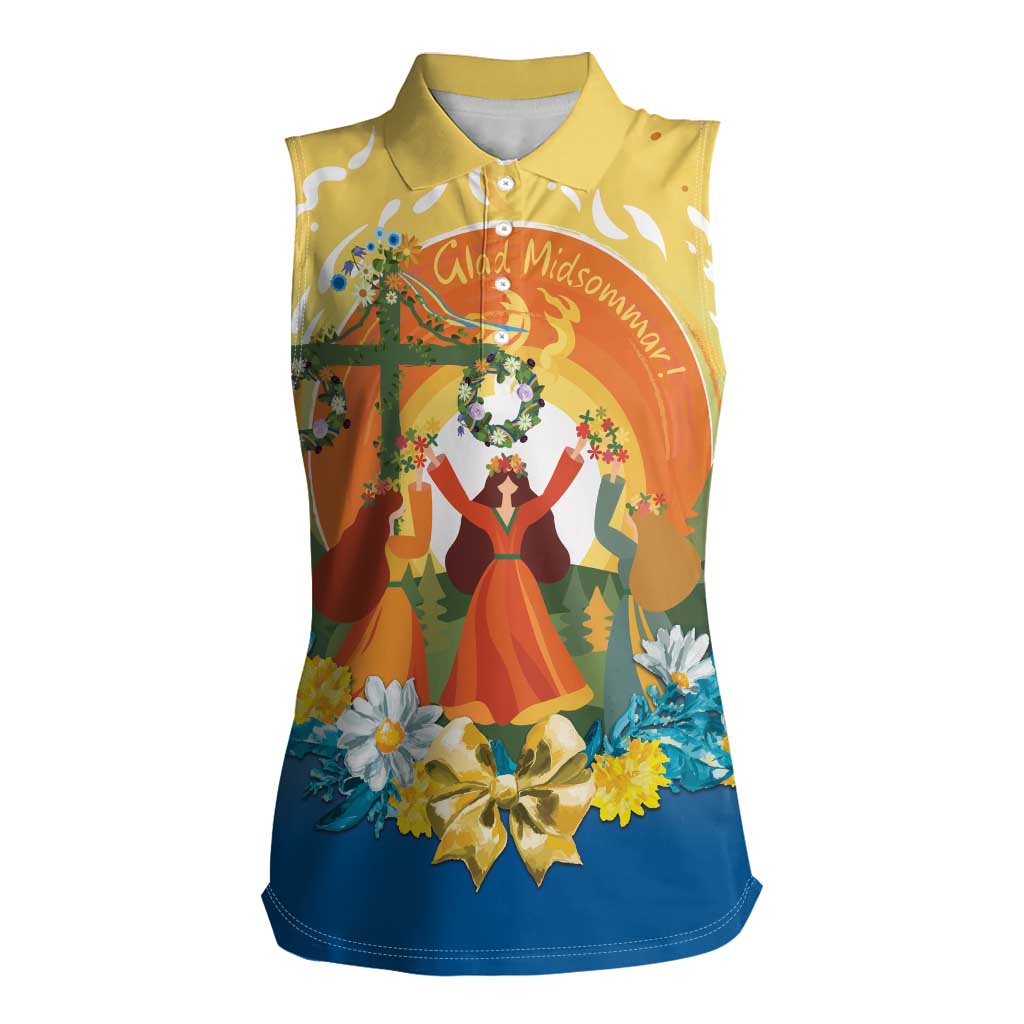 Sverige Glad Midsommar Women Sleeveless Polo Shirt Majstang Dancing