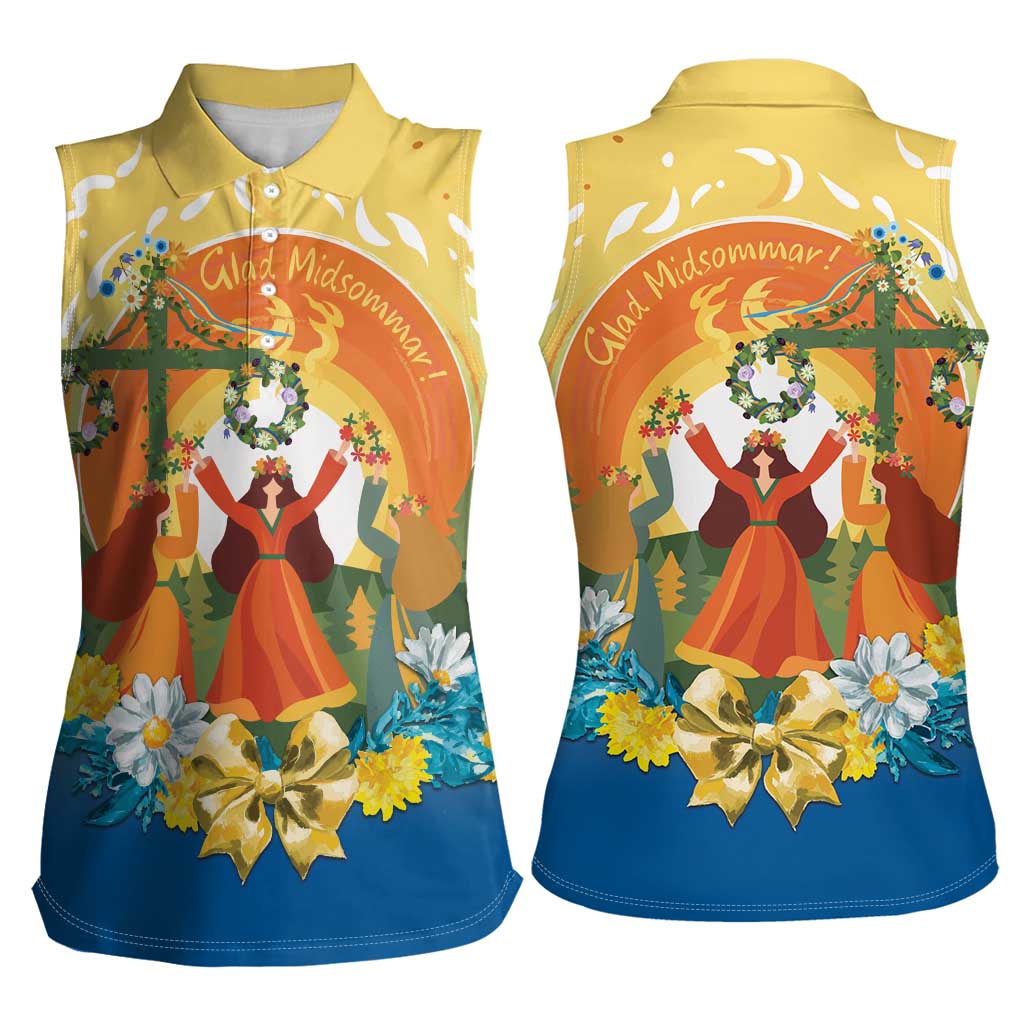 Sverige Glad Midsommar Women Sleeveless Polo Shirt Majstang Dancing