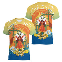 Sverige Glad Midsommar Women V-Neck T-Shirt Majstang Dancing
