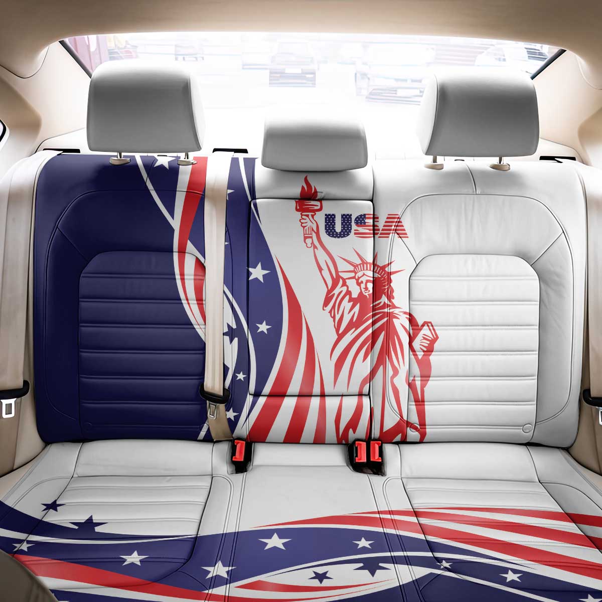 Fourth Of July USA Back Car Seat Cover American Dream - Statue Of Liberty