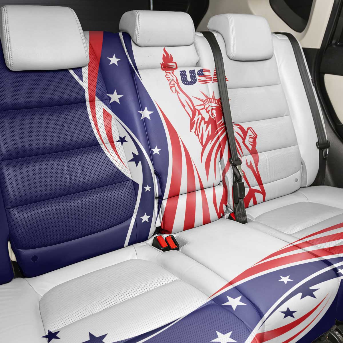 Fourth Of July USA Back Car Seat Cover American Dream - Statue Of Liberty