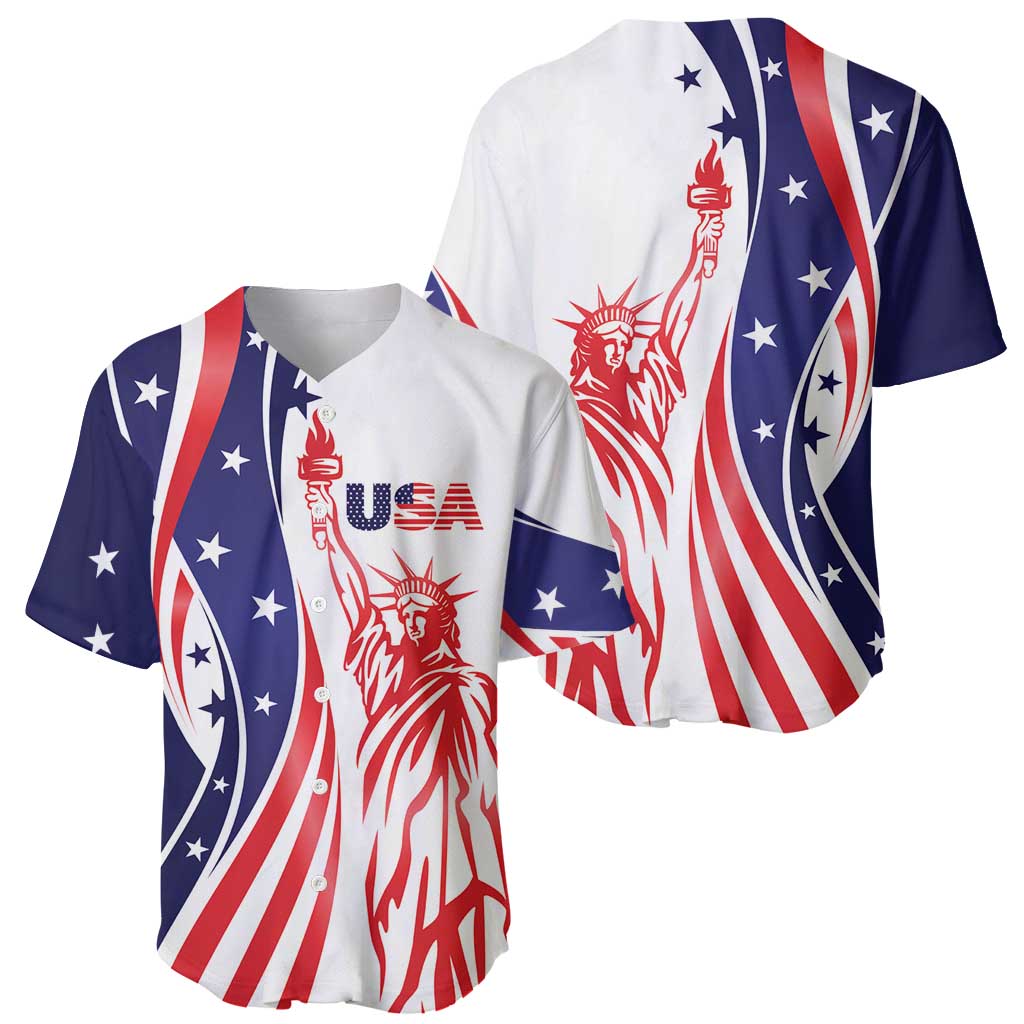 Fourth Of July USA Baseball Jersey American Dream - Statue Of Liberty