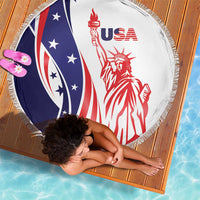 Fourth Of July USA Beach Blanket American Dream - Statue Of Liberty