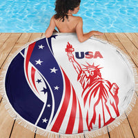 Fourth Of July USA Beach Blanket American Dream - Statue Of Liberty