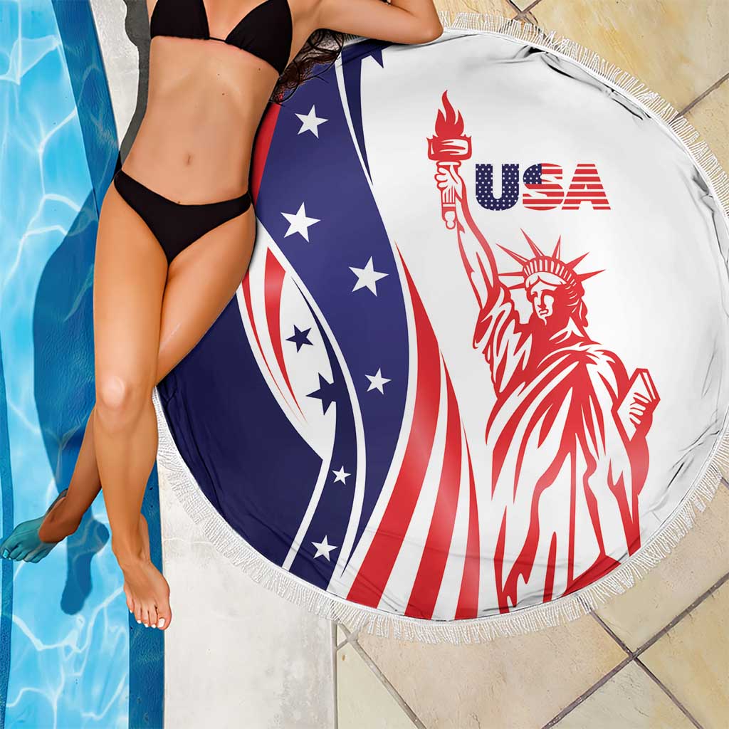Fourth Of July USA Beach Blanket American Dream - Statue Of Liberty