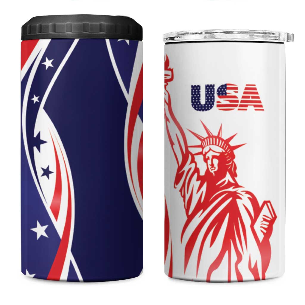 Fourth Of July USA 4 in 1 Can Cooler Tumbler American Dream - Statue Of Liberty