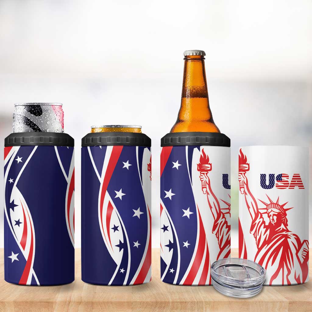 Fourth Of July USA 4 in 1 Can Cooler Tumbler American Dream - Statue Of Liberty