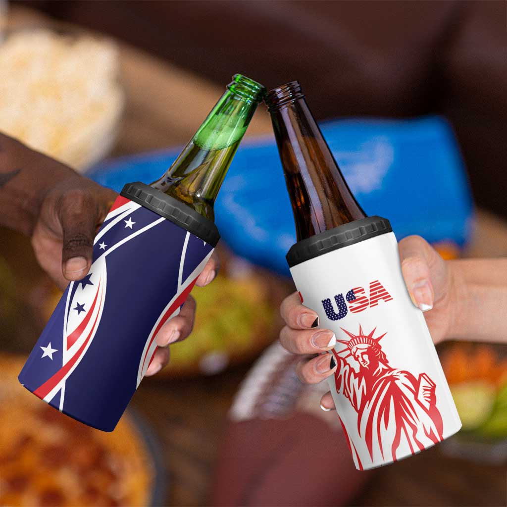 Fourth Of July USA 4 in 1 Can Cooler Tumbler American Dream - Statue Of Liberty