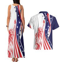 Fourth Of July USA Couples Matching Tank Maxi Dress and Hawaiian Shirt American Dream - Statue Of Liberty