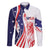 Fourth Of July USA Family Matching Off The Shoulder Long Sleeve Dress and Hawaiian Shirt American Dream - Statue Of Liberty