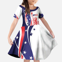 Fourth Of July USA Family Matching Off Shoulder Maxi Dress and Hawaiian Shirt American Dream - Statue Of Liberty